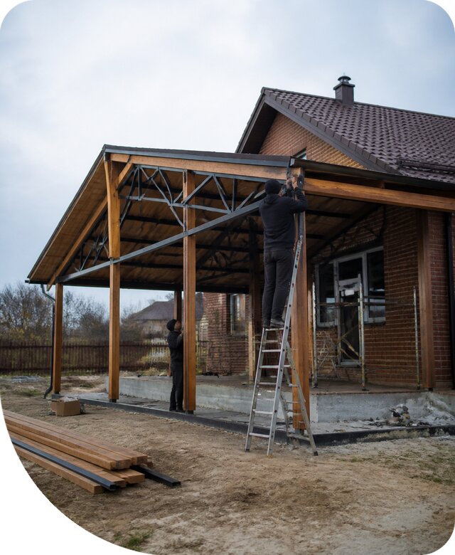 Пристройка навеса к дому и участку в Уфе под ключ
